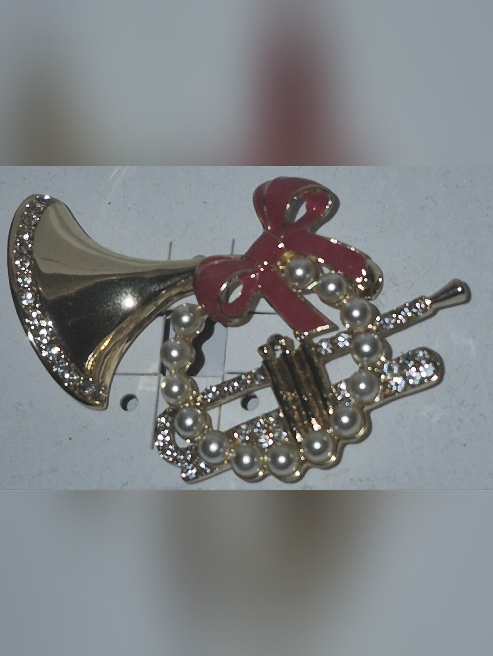 Charter Club Gold-Tone Musical Wreath Brooch with Red Bow